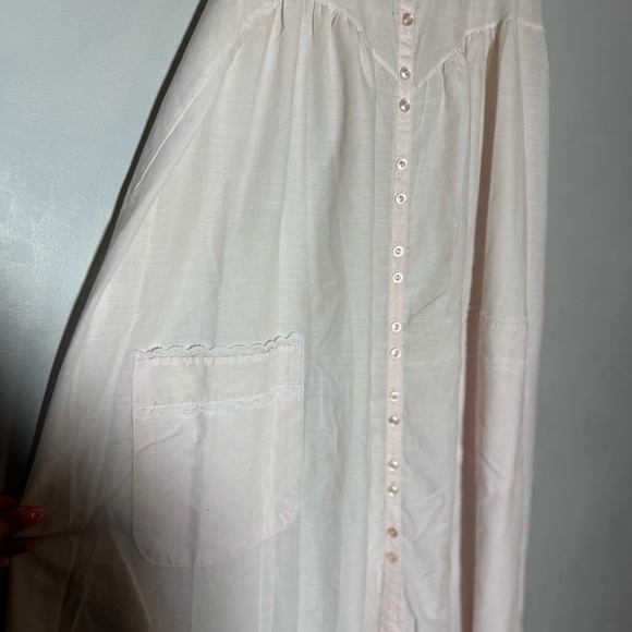 VTG Texsheen Lingerie Cottagecore Praireie Lace Cotton Nightgown - Picture 2 of 7